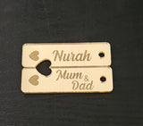 Personalised Engraved Keyring 2 Piece Heart