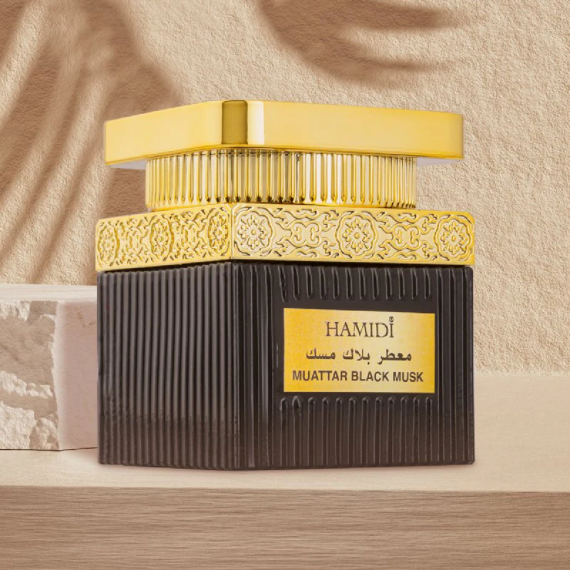 Hamidi Muattar Black Musk Bakhoor 50g bottel