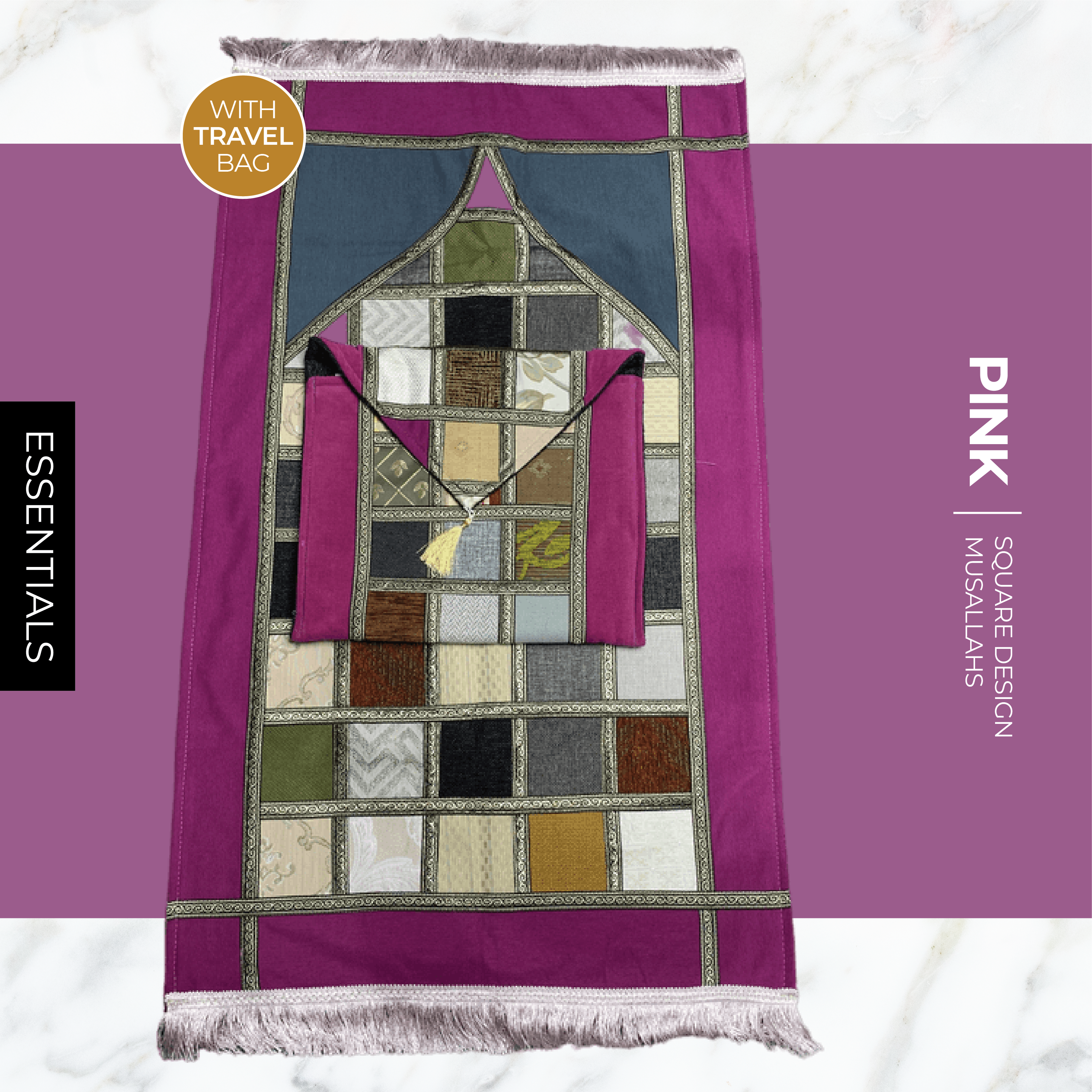 Turkish Square Design Musallah in Matching Bag (1 Colour)
