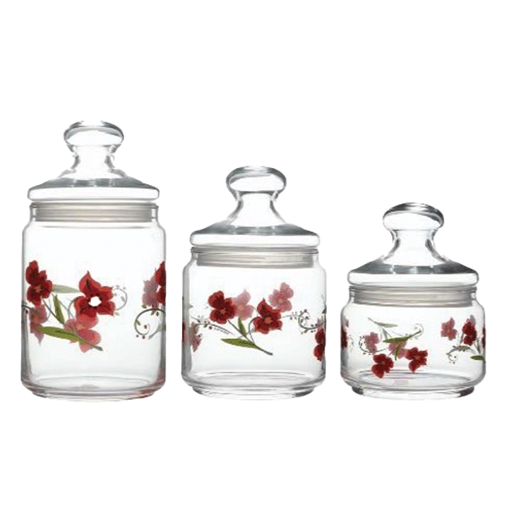 Luminarc Floral Mix 3-Piece Jar Set