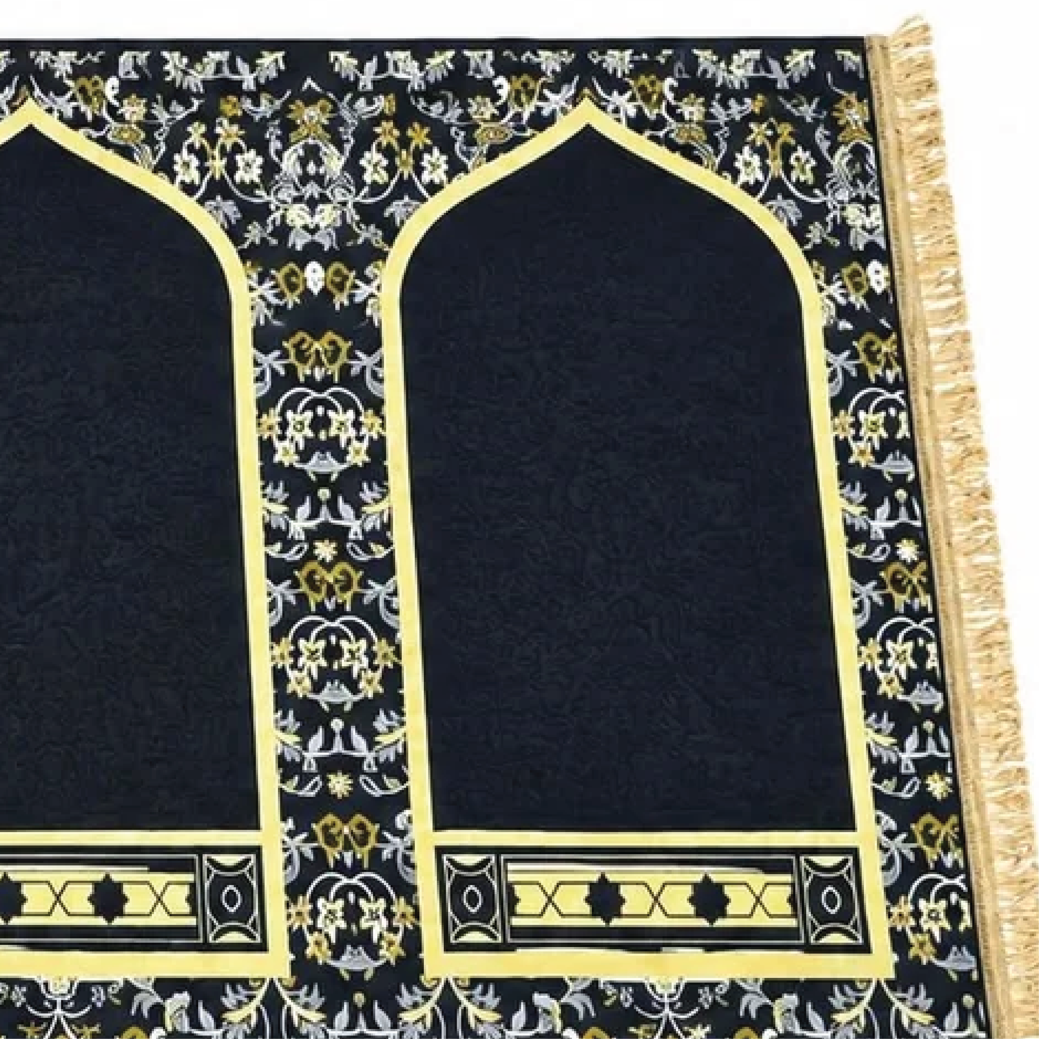 Family Musallah 4-Person - Kaaba Mehrab Floral Design (Non-Slip)