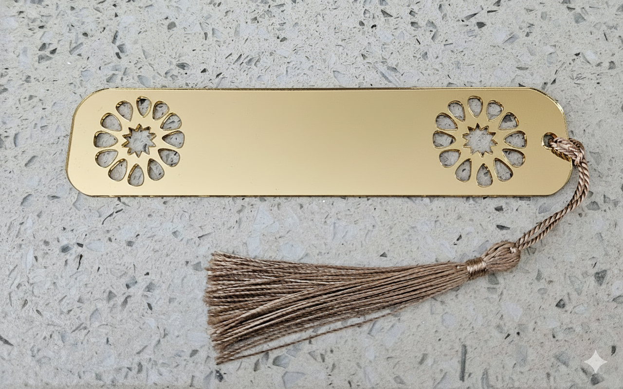 Personalised Acrylic Bookmark – Twin Starburst & Teardrop Cutouts Design