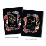 Black Floral Single Para Quran &amp; 41 Yaseens Stel A5