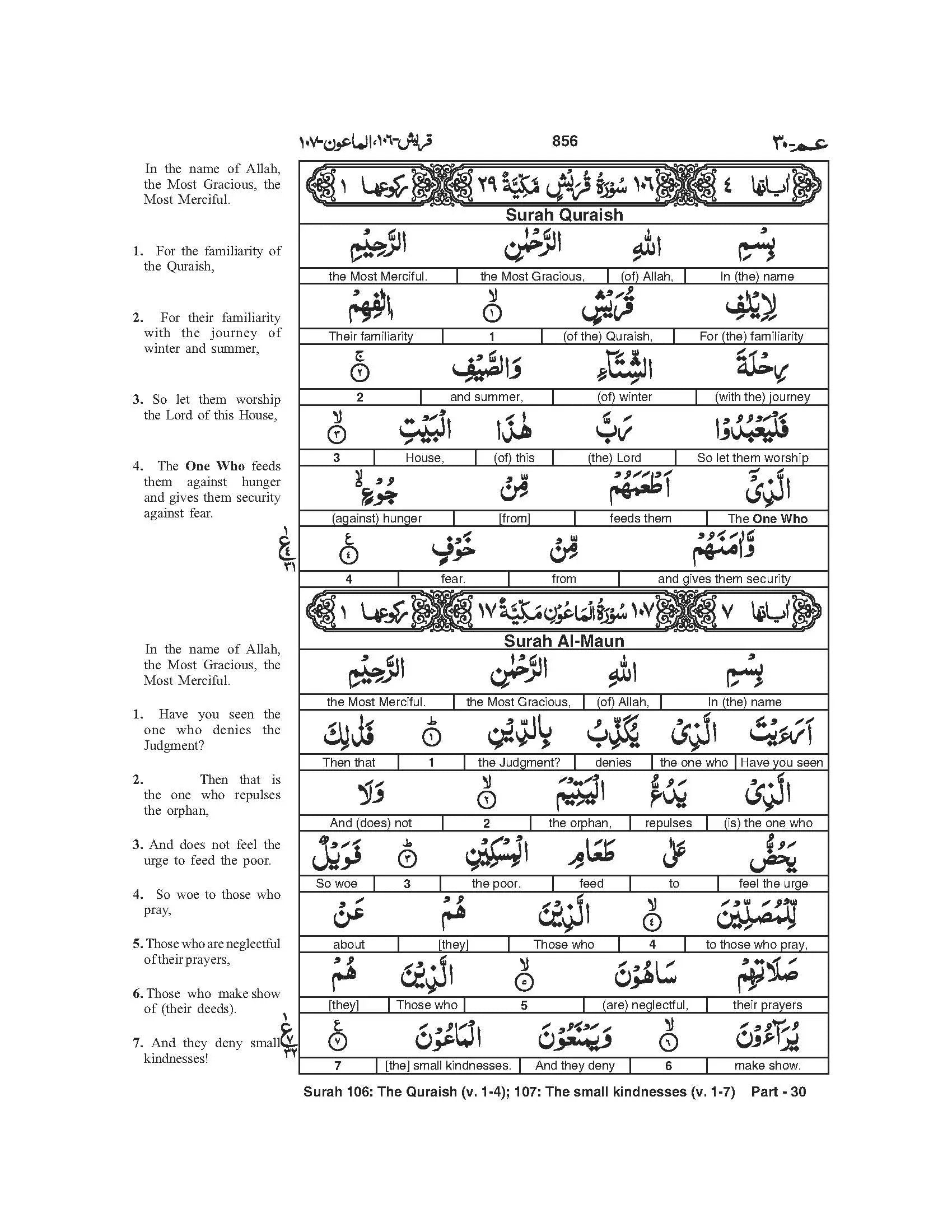 The Glorious Quran (Word-for-Word Translation)
