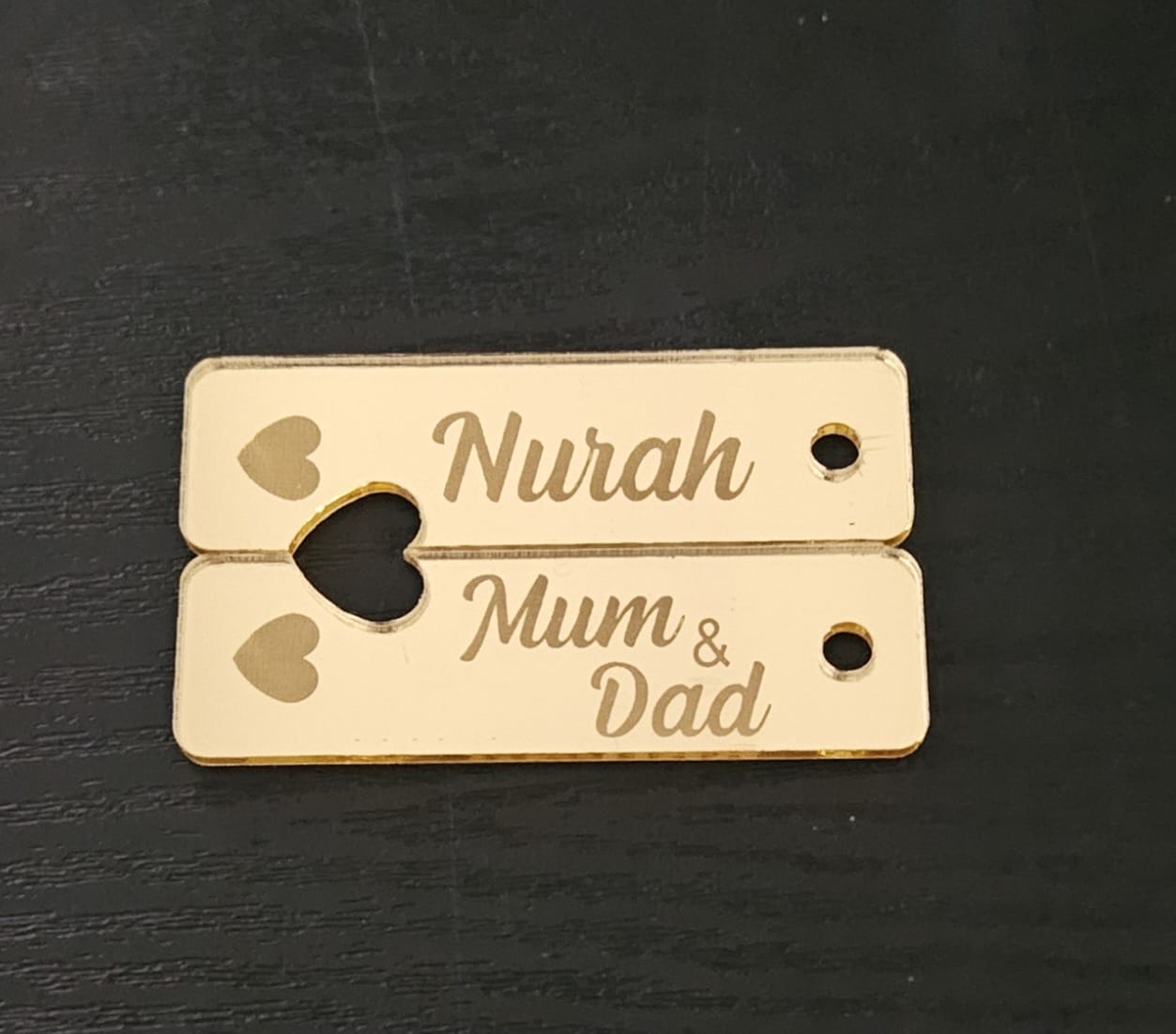 Personalised Engraved Keyring 2 Piece Heart