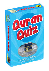 Quran Quiz card game packaging with blue background and Kaaba illustration
