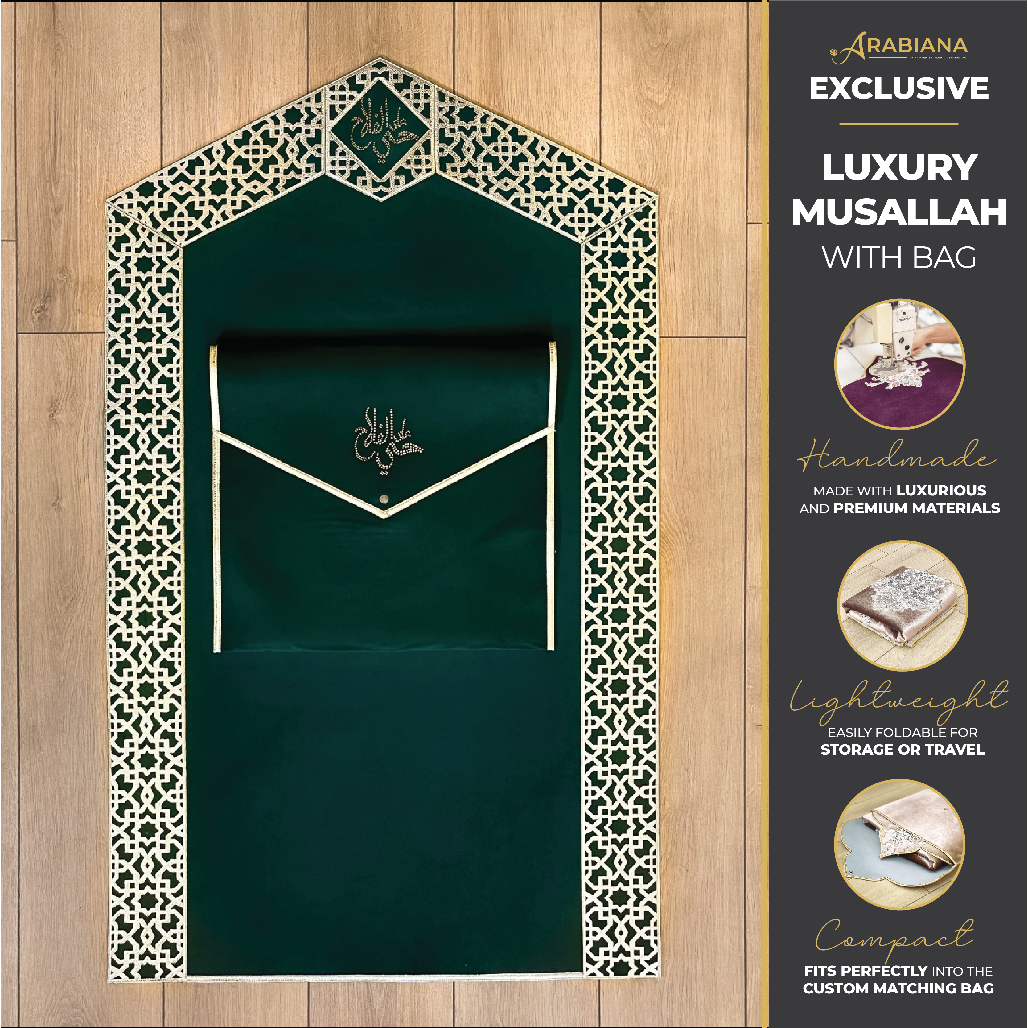 Luxury Handmade Ottoman Emerald Green Musallah