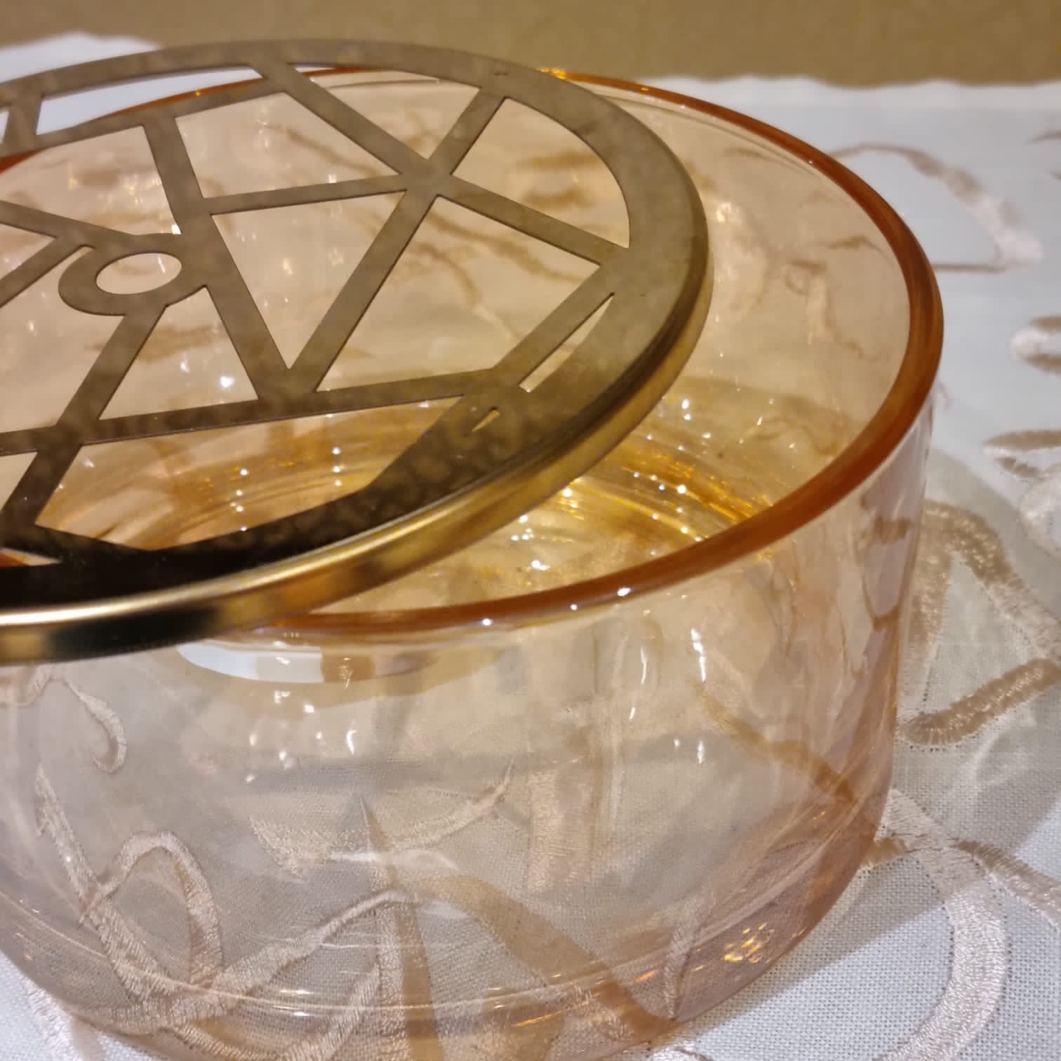 I-Round Cutwork Glass Bowl
