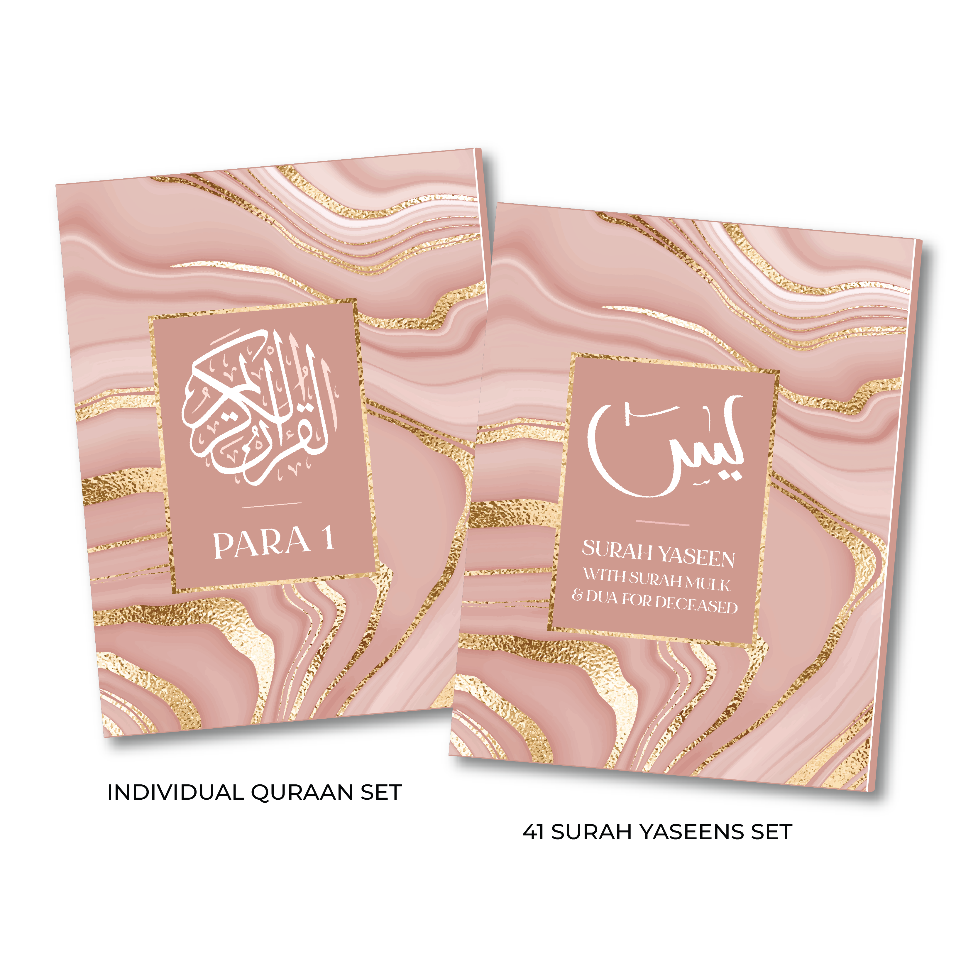 Pink Marble Single Para Quran & 41 Yaseens Set A5