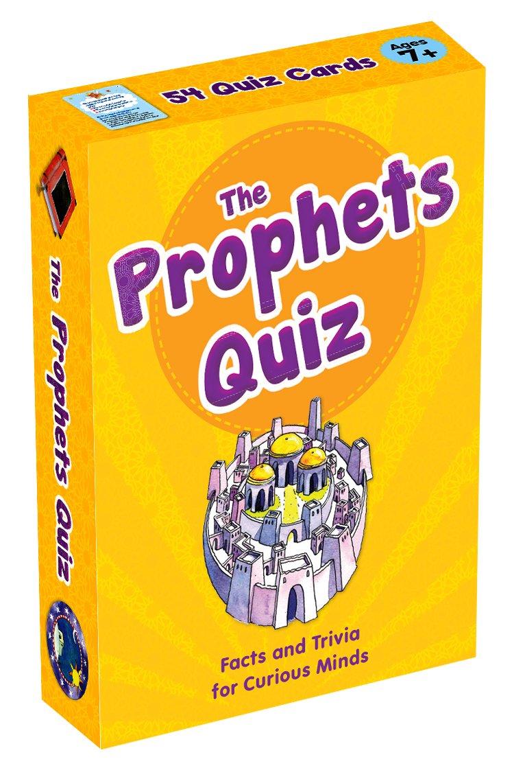 Yellow box of 'The Prophets Quiz' with a castle illustration on a white background