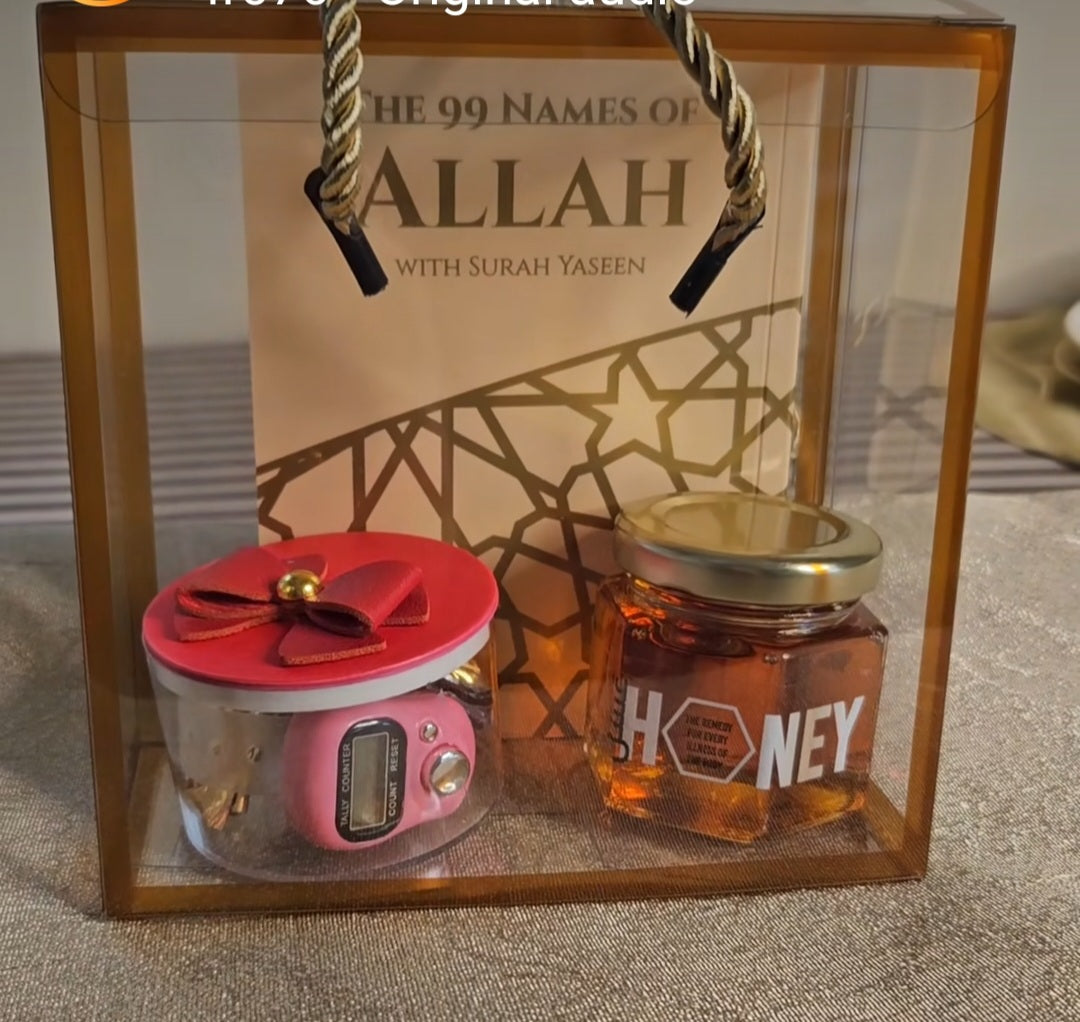 Gift Set 3 -  99 Names Kitaab + Digital Tasbeeh Counter + Honey