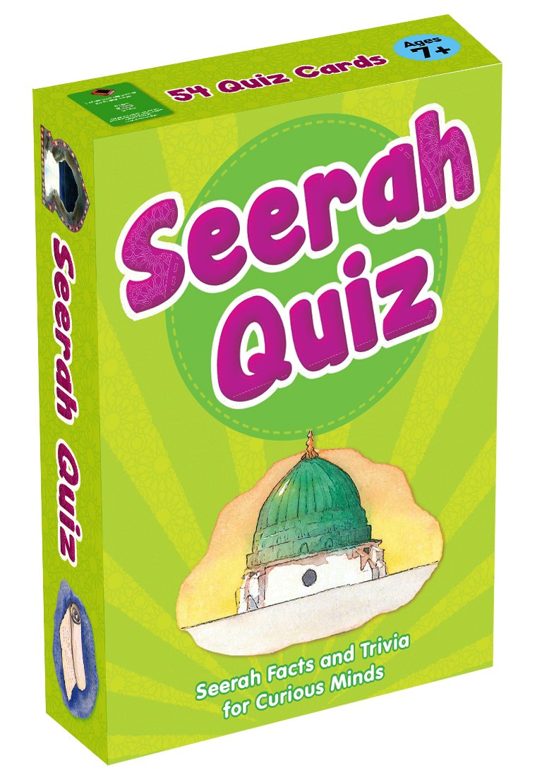 Seerah Quiz card game box with green dome design on a white background