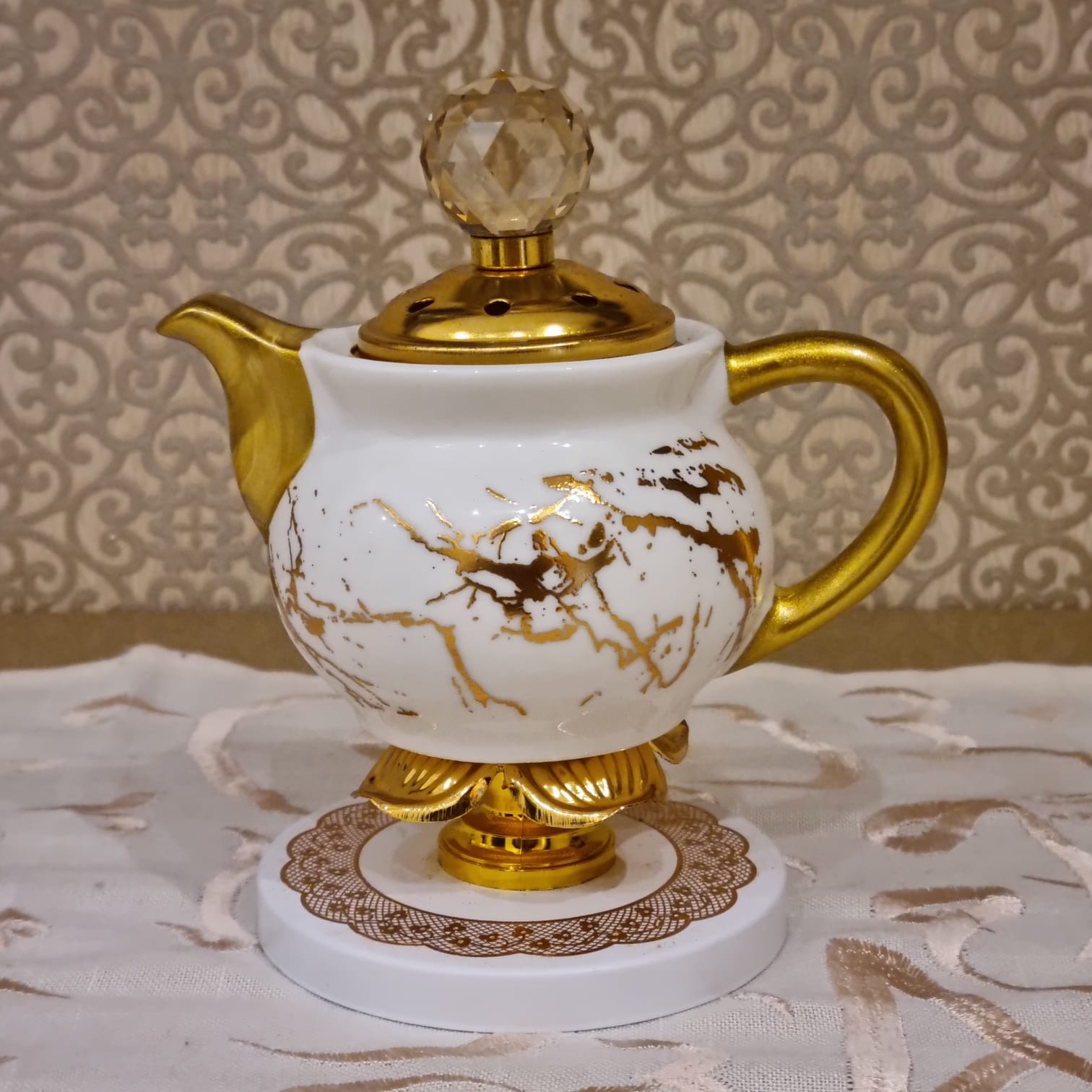 Marble Teapot-Style Oud Burner