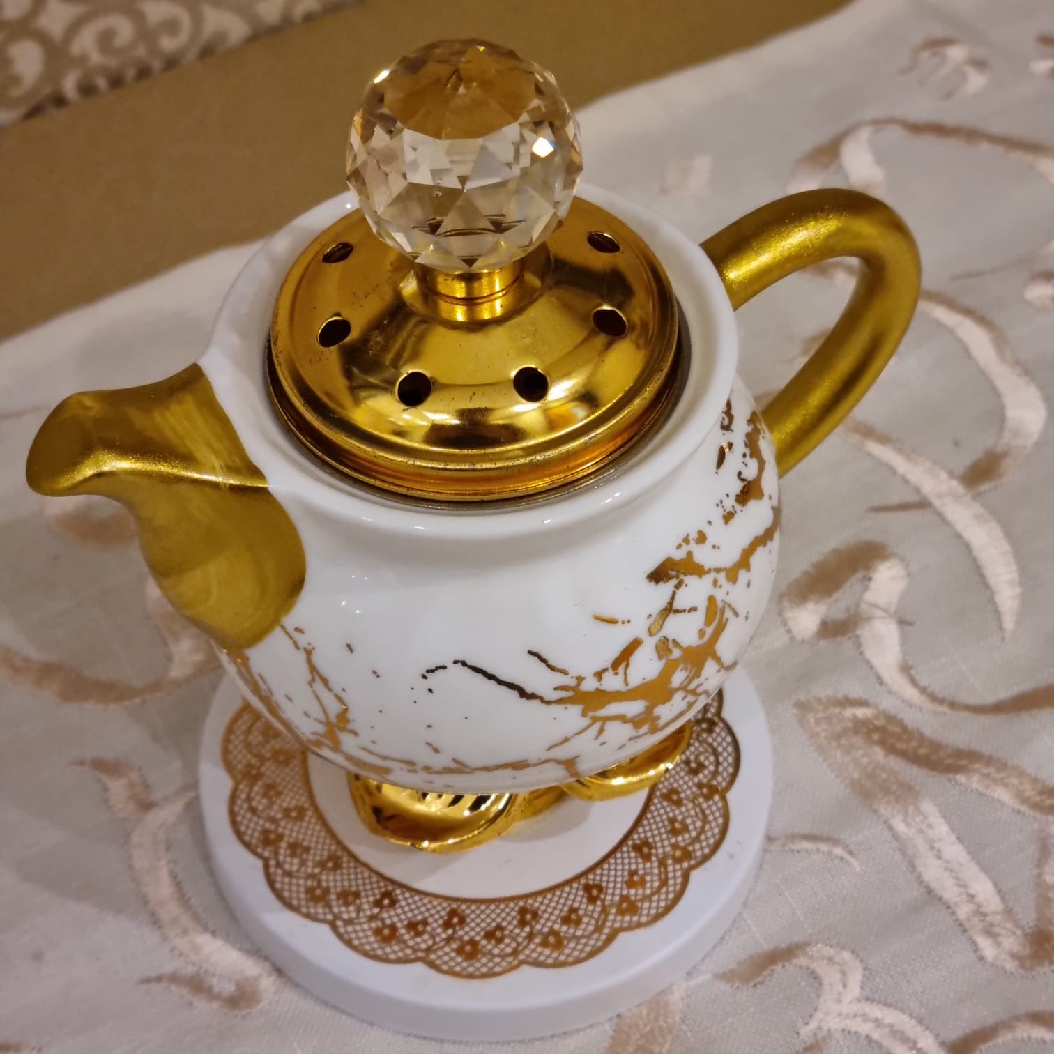 Marble Teapot-Style Oud Burner