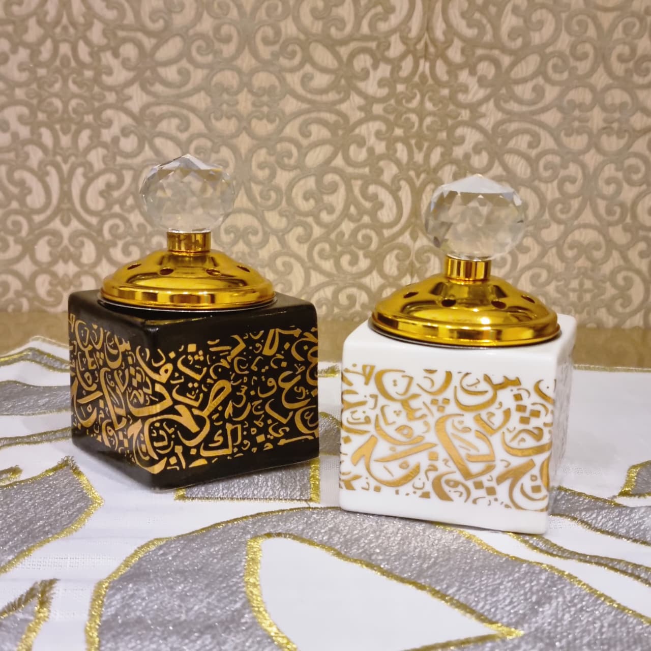 I-Arabic Calligraphy Teapot-Style Rainbow Print Oud Burner