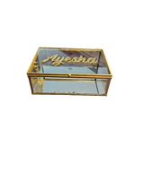 Personalized Glass Gift Box with Gold Frame frame and Mirror Base – 18cmx13cmx6cm