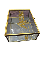 Personalized Glass Gift Box with Gold Frame frame and Mirror Base – 18cmx13cmx6cm