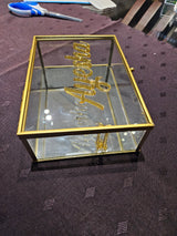 Personalized Glass Gift Box with Gold Frame frame and Mirror Base – 18cmx13cmx6cm
