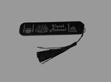 Acrylic Umrah Mubarak Bookmark – Arabic & English Engraved Bookmark with Kaaba & Madinah Design