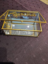 Personalized Glass Gift Box with Gold Frame frame and Mirror Base – 18cmx13cmx6cm