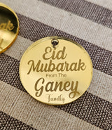 Eid Mubarak Mirror Acrylic Tags Round Personalised