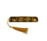 Acrylic Hajj Mubarak Bookmark – Arabic & English Engraved Bookmark with Kaaba & Madinah Design