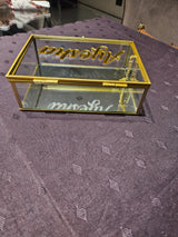 Personalized Glass Gift Box with Gold Frame frame and Mirror Base – 18cmx13cmx6cm