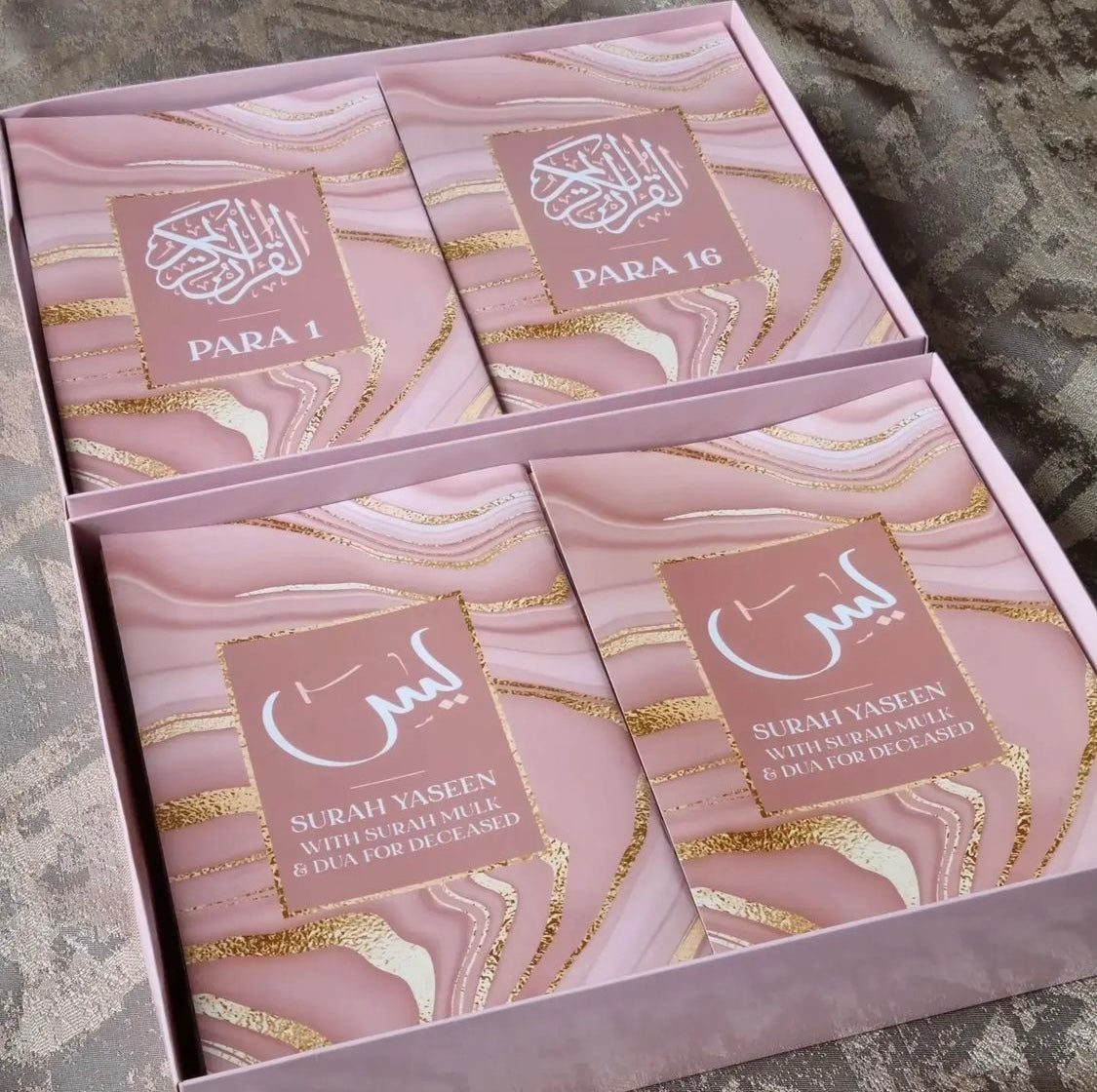 Pink Marble Single Para Quran & 41 Yaseens Set A5