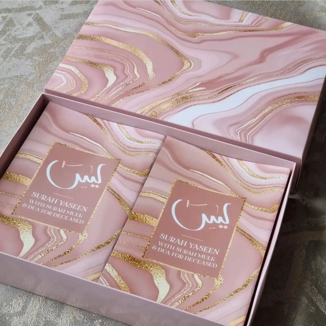 Pink Marble Single Para Quran & 41 Yaseens Set A5